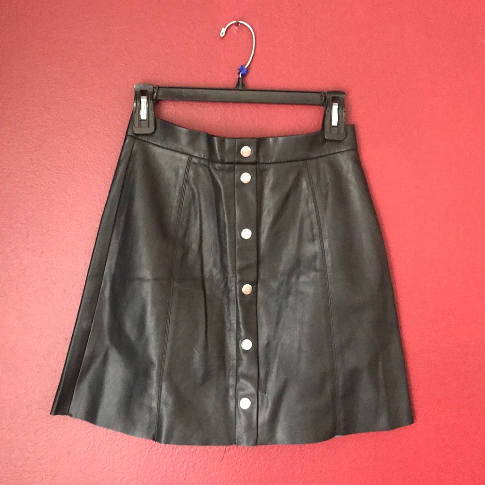 H&M Faux Black Leather Mini Skirt Size 6